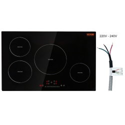 VEVOR Electric Cooktop, 4 Burners, 30" Induction Stove Top, Built-In Magnetic Cooktop 7500W, 9 Heating Level Multifunctional Burner, Led Touch