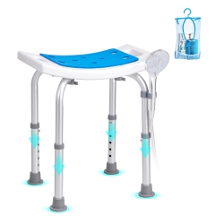 VEVOR Shower Chair, Adjustable Height Shower Stool, Shower Seat for Inside Shower Or Tub, Non-Slip Bench Bathtub Stool Seat for Elderly Disabled