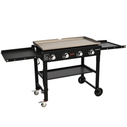 VEVOR 36" Commercial Griddle On Cart, Heavy Duty Manual Flat Top Griddle, Outdoor Cooking Station \w Side Shelves, Steel Natural Gas Griddle