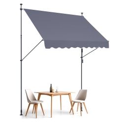 VEVOR 98 X 47" Patio Awning Retractable, Awning Sunshade Shelter \w Manual Crank Handle, Outdoor Patio Canopy Sunsetter Deck, Adjustable Height From