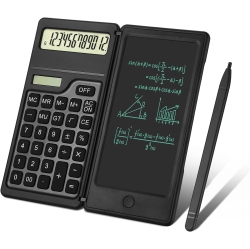 GREEN SCENIC Desk Calculator, 12-Digit Desk Calculator \w Writing Pad, Solar And Battery Dual Power Supply, High-Quality School Supplies for High