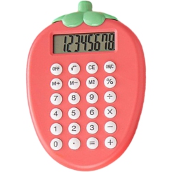 GREEN SCENIC Mini Carrot Shaped Calculator Handheld Compact Portable Cartoon Strawberry Cat Paw Shape-Pink