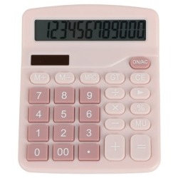 GREEN SCENIC Calculator Standard 12 Digit Solar And Battery Dual Power Student Calculator for Office School Home Business - In Pink