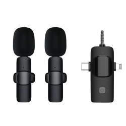 GREEN SCENIC 3 In 1 Wireless Lavalier Microphone Compatible \w Iphone Type C 3.5MM Jack Dslr Camera | Wireless Microphone \w Noise Cancellation For