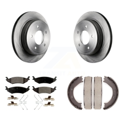 TRANSIT AUTO Rear Disc Rotors Ceramic Pads And Parking Brake Shoes Kit for Ford E-150 Club Wagon K8T-105665