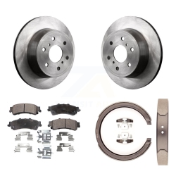 TRANSIT AUTO Rear Disc Rotors Ceramic Pads And Parking Brake Shoes Kit for Gmc Sierra 1500 Classic K8T-105584
