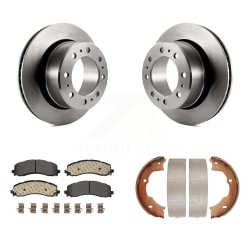 TRANSIT AUTO Rear Disc Rotors Ceramic Pads Parking Shoes Kit for 2021 Ram 3500 With Single Wheels K8T-105725