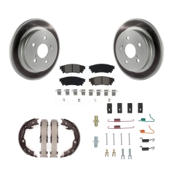 TRANSIT AUTO Rear Disc Coated Rotors Semi-Metallic Pads Parking Shoes & Hardware Kit for Toyota Camry Kgs-103562