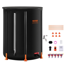 VEVOR 53 Gallon/201 L Collapsible Rain Barrel, Portable Rain Water Collection Barrel, Pvc Rainwater Collection System \w Spigots And Overflow Kit