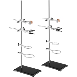 VEVOR 2 Sets Lab Stand Support, Laboratory Retort Support Stand, Steel Lab Stand 23.6" Rod And 8.3" X 5.3" Cast Iron Base, Includes Flask Clamps
