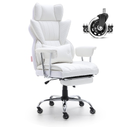 VEVOR Reclining Office Chair \w Footrest, Heavy Duty Pu Leather Wide Office Chair, Big And Tall Executive Office Chairs \w Lumbar Support, Strong