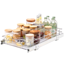 VEVOR 11"w X 21"d Heavy Duty Slide Out Pantry Shelves, Pull Out Cabinet Organizer, Chrome-Plated Steel Roll Out Drawers
