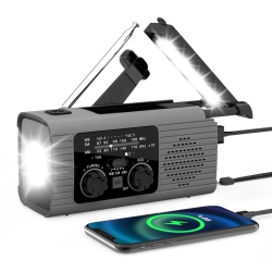 MYACUC Emergency Radio Solar Hand Crank Am/fm Portable Weather Radio, Led Flashlight, Reading Lamp, Sos Alarm, for Outdoor Emergency
