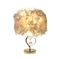 MYACUC Feather Crystal Table Lamp, Bedroom Decorative Lamp, Bedroom Bedside Table Lamp With Remote Control