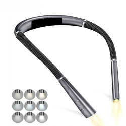 MYACUC Rechargeable Neck Reading Lamp, Lamp for Reading In Bed, 3 Colors, 6 Brightness Levels, Foldable Arm