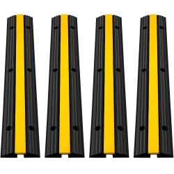 VEVOR 4 Pack Of 1-Channel Rubber Cable Protector Ramps Heavy Duty 22046Lbs Load Capacity Cable Wire Cord Cover Ramp Speed Bump Driveway Hose Cable