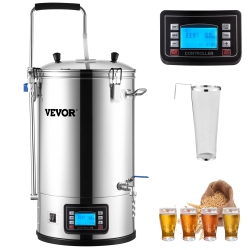VEVOR 9.2 Gal/35 L Electric Brewing System, Home Beer Brewer \w Pump, Mash Boil Device \w Panel, Auto/manual Mode 100-1800W Power 25-100℃ Temp