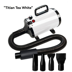 GREEN SCENIC Professional Pet Hair Dryer/pet Dryer - Stepless Speed Regulation, 4 Nozzles, Super Quiet, Safe for Pet Grooming/car Wash (White)