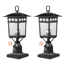 VEVOR 2 Pack Dusk to Dawn Outdoor Post Light, 15.75 In, Waterproof Lamp Post Light Fixtures \w 5.5 In Pier Mount Base Glass Shade, Lightning-Proof