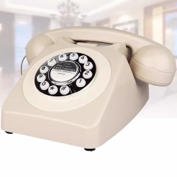 GREEN SCENIC Old Retro Telephone Office Landline Rotary Dial Hotel Room Landline - In Beige