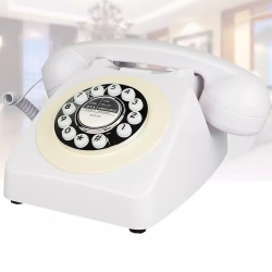 GREEN SCENIC Old Retro Telephone Office Landline Rotary Dial Hotel Room Landline - In White