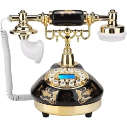 GREEN SCENIC Vintage Telephone, European Retro Ceramic Gold Flower Pattern Antique Telephone Supports Fsk And Dtmf Caller Id, Corded Telephone, Home
