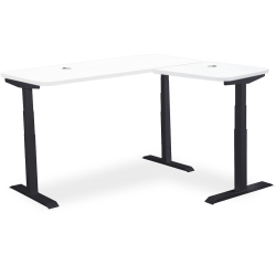 MOTIONGREY L Shape-Triple Motors Standing Desk \w Memory Settings -71"x65" Top Black Frame- Adjustable Sit-Stand Computer Table for Home, Office &