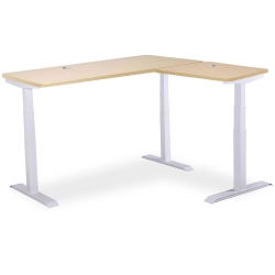 MOTIONGREY L Shape-Triple Motors Standing Desk \w Memory Settings-71"x65" Oak Brown Top Frame-Adjustable Sit-Stand Computer Table for Home, Office