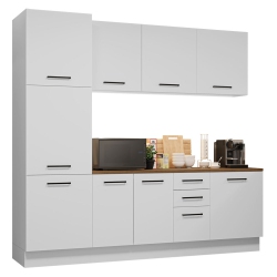 MADESA Hazel Kitchen Set 94"l Pantry Storage Base Cabinet Wall Cupboard Engineered Wood Multiple Compartments Organization Unit - In White