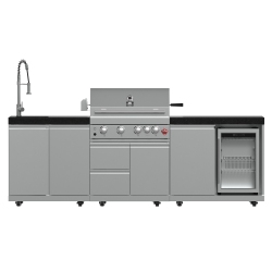 FORNO Bulnes 30-Inch Bbq, 60, 000 Btu, 3 Burners \w Sear & Rotisserie Infrared Burners, Stainless Steel Outdoor Kitchen \w 1.8 Cu.ft. Beverage Center