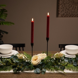 NORTHLIGHT Led Flickering Flameless Taper Honeycomb Christmas Candles - 9.5" - - Set Of 2 In Red