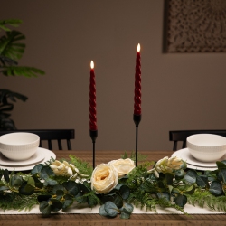 NORTHLIGHT Led Flickering Taper Flameless Swirled Christmas Candles - 9.5" - - Set Of 2 In Red