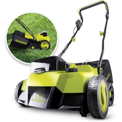 SUN JOE 24V-X2-Dts15 24-Volt Cordless Scarifier + Dethatcher | 5-Depth Positions | 14-Inch | Brushless Motor | With 2 X 4.0-Ah Batteries + Charger