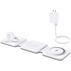 ISEYYOX Charging Station for Apple Devices - 3 In 1 Foldable Magnetic Wireless Charger Stand for Magsafe Iphone 12/13/14/15/16, Apple Watch, And