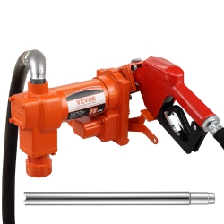 VEVOR 12V Dc Fuel Transfer Pump, 16 Gpm 1/4 HP, \w Automatic Nozzle, Discharge Hose & Suction Pipe for Gasoline, Diesel, Kerosene, Ethanol &