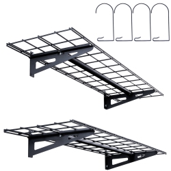 VEVOR 4 X 1 Ft Garage Storage Shelving, 2 Pack, Heavy Duty Garage Shelves Wall Mounted, 400 Lbs Load Capacity(Total) Garage Storage Rack Floating