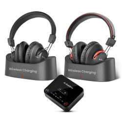 AVANTREE Ht41899 Plus 2 - Dual Bluetooth 5.3 Wireless Headphones for Tv Watching \w Transmitter & Charging Docks, Aptx Adaptive & Low Latency