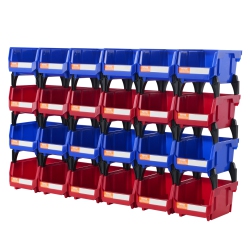 VEVOR 5-Inch X 4-Inch X 3-Inch Plastic Storage Bin, Hanging Stackable Storage Organizer Bin, Blue/red, 24-Pack, Stacking Containers for Closet, Kitchen