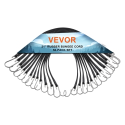 VEVOR 50 Piece Flat Bungee Cord, 19.8 MM Heavy Duty Bungee Straps With Steel S-Hooks, 21" Elastic Bungee Rope for Cargo, Tarps, Trucks And Tent