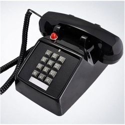 GREEN SCENIC Vintage Design Corded Landline Phone - Classic Retro Antique Push-Button Dial Desk Phone for Home Office - In Black