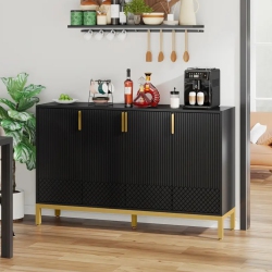 BOLDDECO 59" And Golden Buffet Cabinet With Storage – Elegant 4-Door Kitchen Sideboard, Coffee Bar, And Accent Cabinet for Dining Room Or Living Room