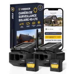 VOSKER V150 Twin Pack Solar-Powered Lte Cellular Security Camera | Motion Activated Sensor Wireless Camera, No Wifi Needed | Receive Photos On Your