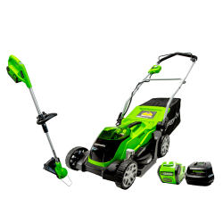 GREENWORKS 40V 14" Push Mower & 12" String Trimmer Combo Kit, 4.0Ah Battery And Charger Included