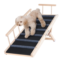 VEVOR 47.2" Pet Ramp for Bed, Adjustable Dog Ramp for Small, Large, Old Dogs & Cats, Wooden Pet Ramp \w Long Ramp, Adjustable From 13.8" to 27.6