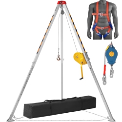 VEVOR Confined Space Tripod Kit, 2600 Lbs Winch, Confined Space Tripod 8' Legs And 98' Cable, Confined Space Rescue Tripod 32.8' Fall Protection