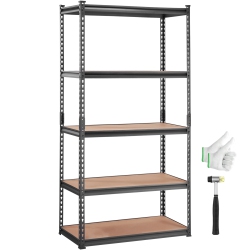 VEVOR 5-Tier Storage Shelving Unit, Adjustable, 2000 Lbs Capacity, Heavy Duty Garage Shelves Metal Organizer Utility Rack, Black, 36" L X 18" W X
