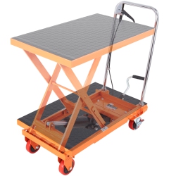 VEVOR Hydraulic Lift Table Cart, 500Lbs Capacity 28.5" Lifting Height, Manual Single Scissor Lift Table \w 4 Wheels And Non-Slip Pad, Hydraulic