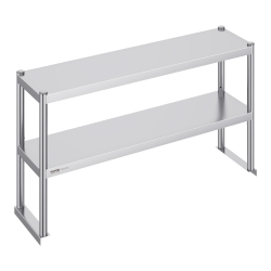 VEVOR 12 X 48 Inch Double Overshelf, Double Tier Stainless Steel Overshelf, Double Deck Overshelf, Height Adjustable Overshelf Prep Work Table For