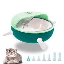 MYACUC Silicone Puppy Feeder, Multi-Mouth Pet Milk Bowl With 4 Nipples, Bionic Silicone Nursing Self- In Green