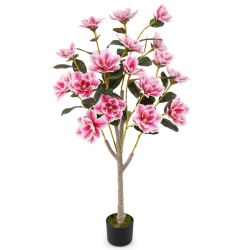 COSTWAY 1/2 PCs 51" Artificial Magnolia Tree With Elegant Peva Leaves Multi-Branch Trunks